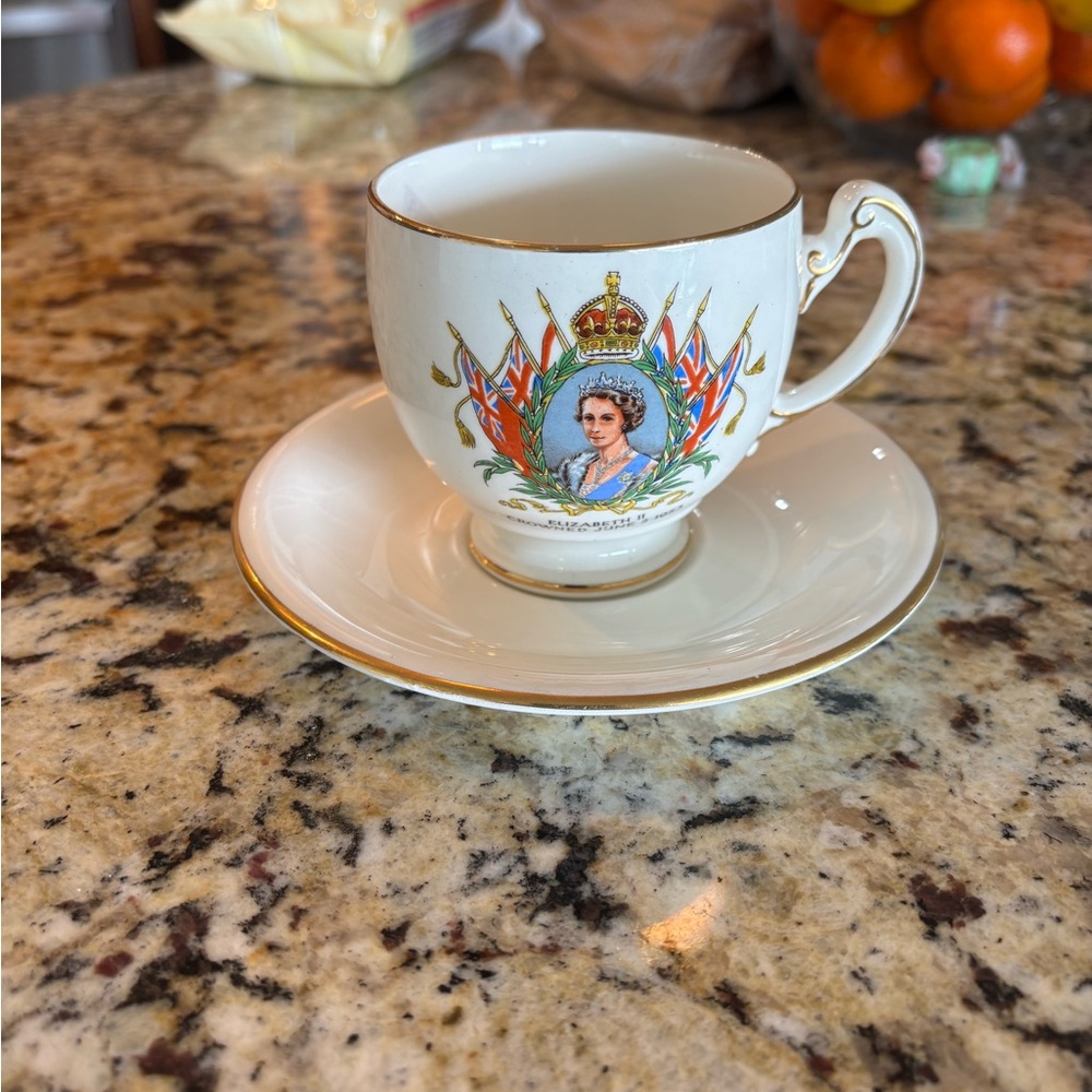 Queen Elizabeth Coronation Commemorative Teacup and Saucer